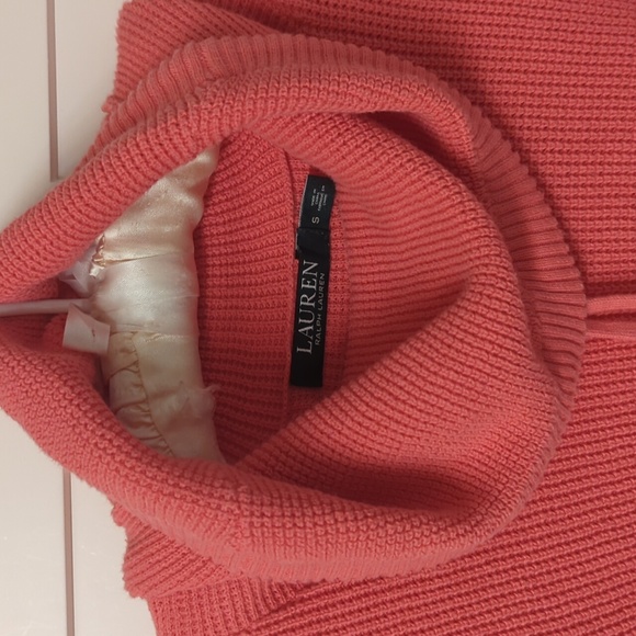 Lauren Ralph Lauren Pink Waffle Cowl Neck Sweater Size S - Picture 4 of 7